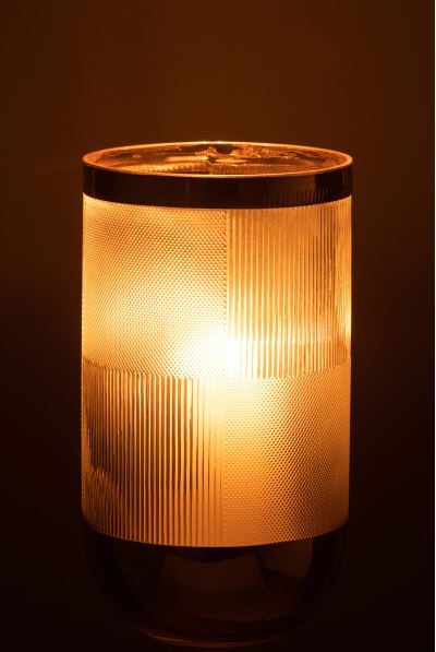 Textured Cylinder Vase w/ Gold 10in