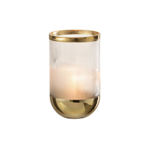 Textured Cylinder Vase w/ Gold 8in