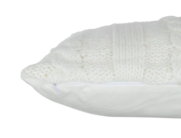 Cable Knot White Pillow 18in