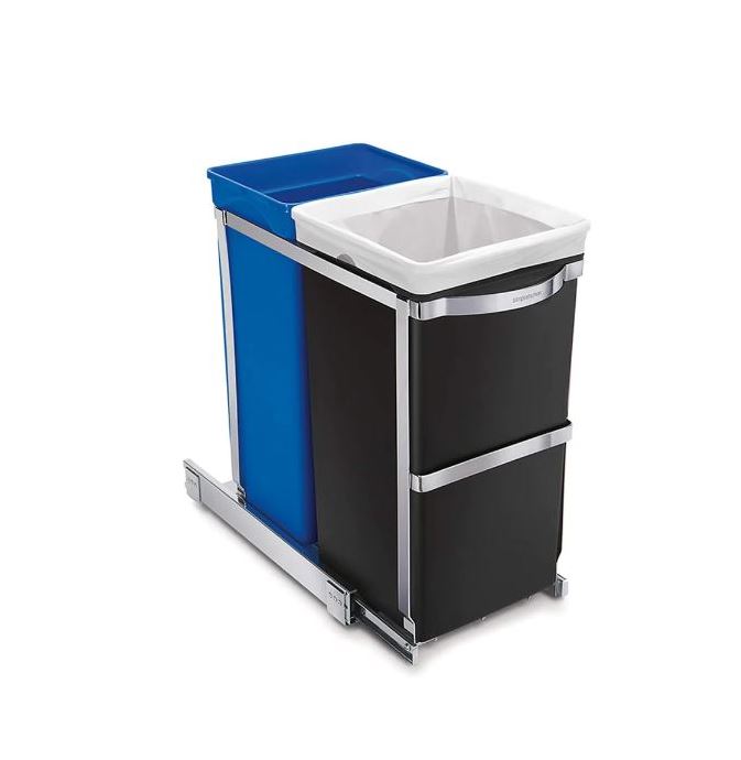 Simple Human Dual Compartment Under Counter Pull Out Can 35L