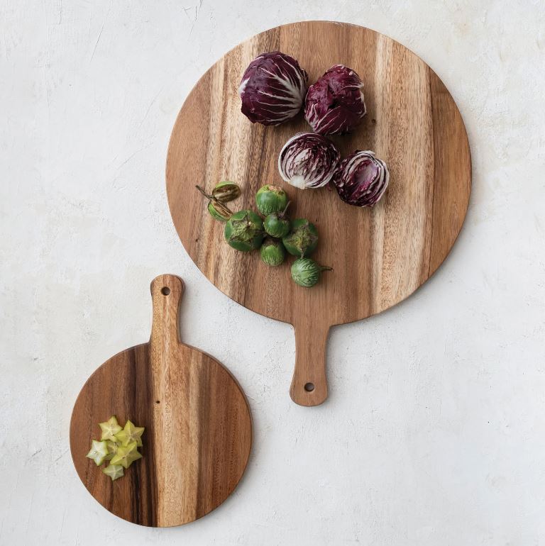 Suar Wood Cheese/Cutting Board w/ Handle, Natural 24"L x 19"W