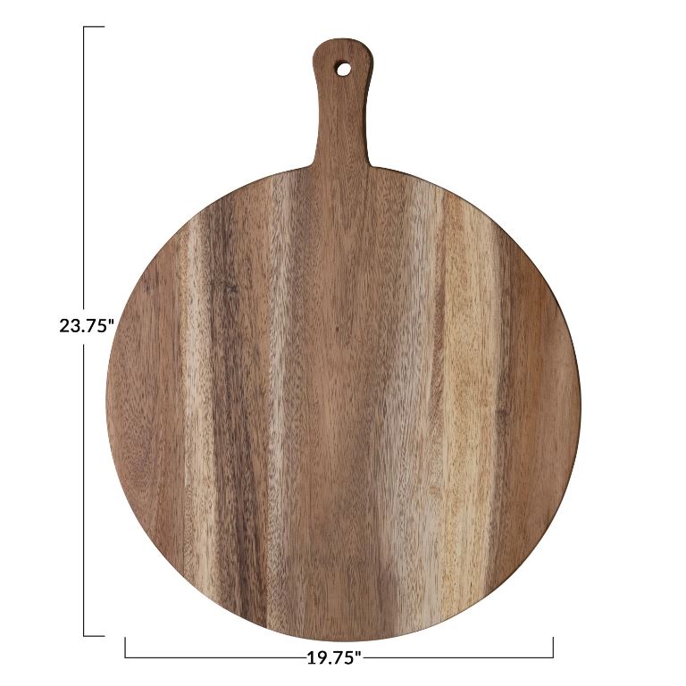 Suar Wood Cheese/Cutting Board w/ Handle, Natural 24"L x 19"W