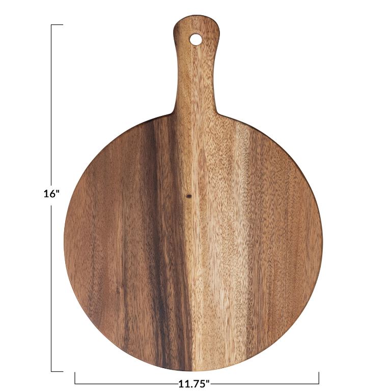 Suar Wood Cheese/Cutting Board w/ Handle, Natural 16"L x 11-3/4"W