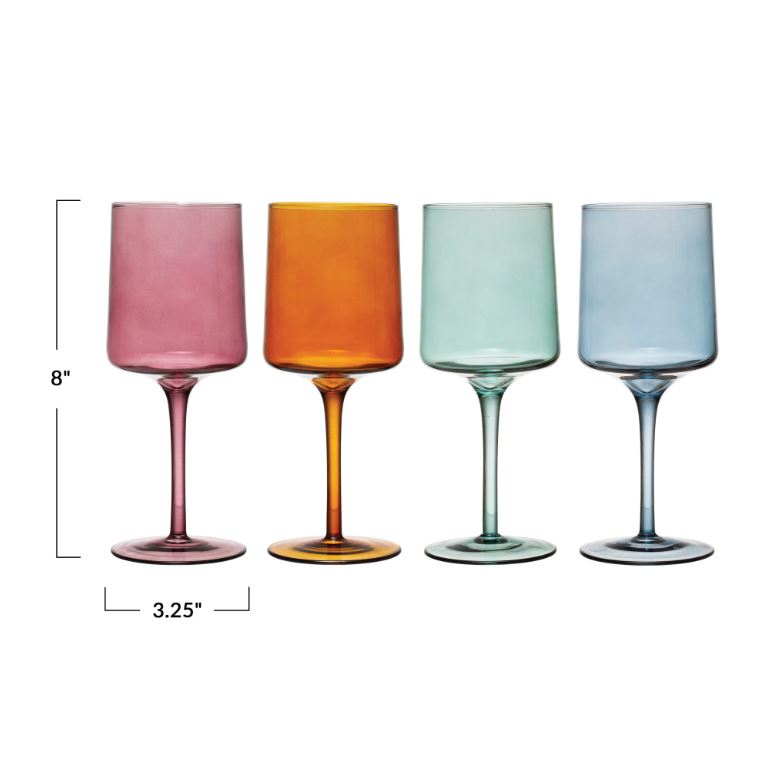 Stemmed Wine Glass, 4 Colors, 14 oz.