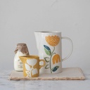 Hand-Painted Stoneware Creamer w/ Wax Relief Flower 12 oz.