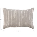 Cotton Lumbar Embroidered Pillow 16x24in