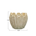 Debossed Stoneware Flower Shaped Planter, Reactive Glaze, Cream Color (Each One Will Vary)