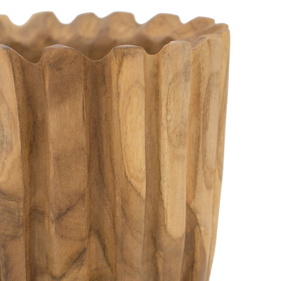 Decorative Teak Vase 8in