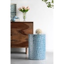 Blue Capiz Cylinder Stool 20in