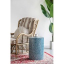 Blue Capiz Cylinder Stool 20in