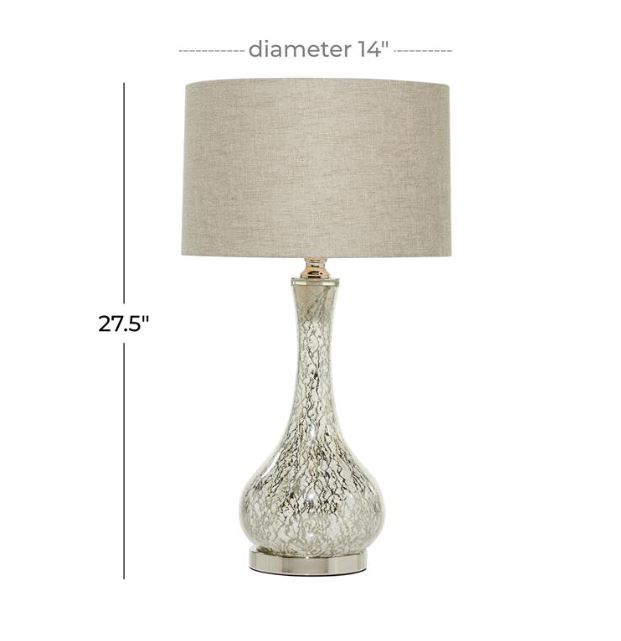  Silver Glass Table Lamp w/Faux Mercury Finish 28in