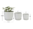 White Textured Ceramic Planter w/ Attached Saucer LG