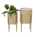 Beige Metal Planter w/ Removable Stand LG