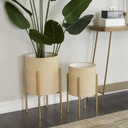 Beige Metal Planter w/ Removable Stand LG