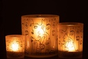 Happy Faces Glass Candleholder Beige 6in