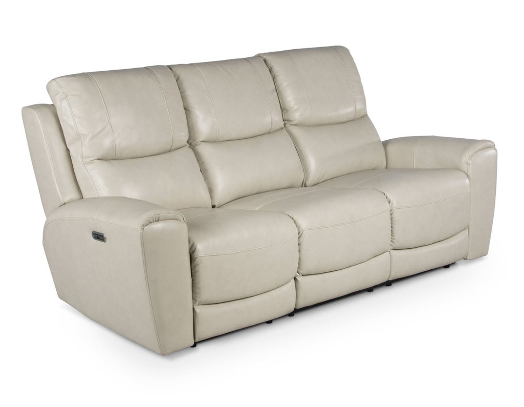 Laurel Leather Dual-Power Reclining Sofa, Ivory