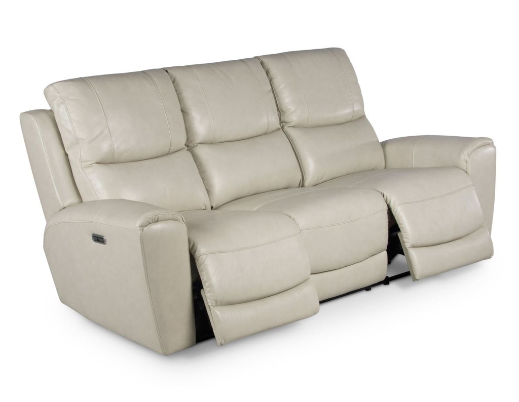 Laurel Leather Dual-Power Reclining Sofa, Ivory
