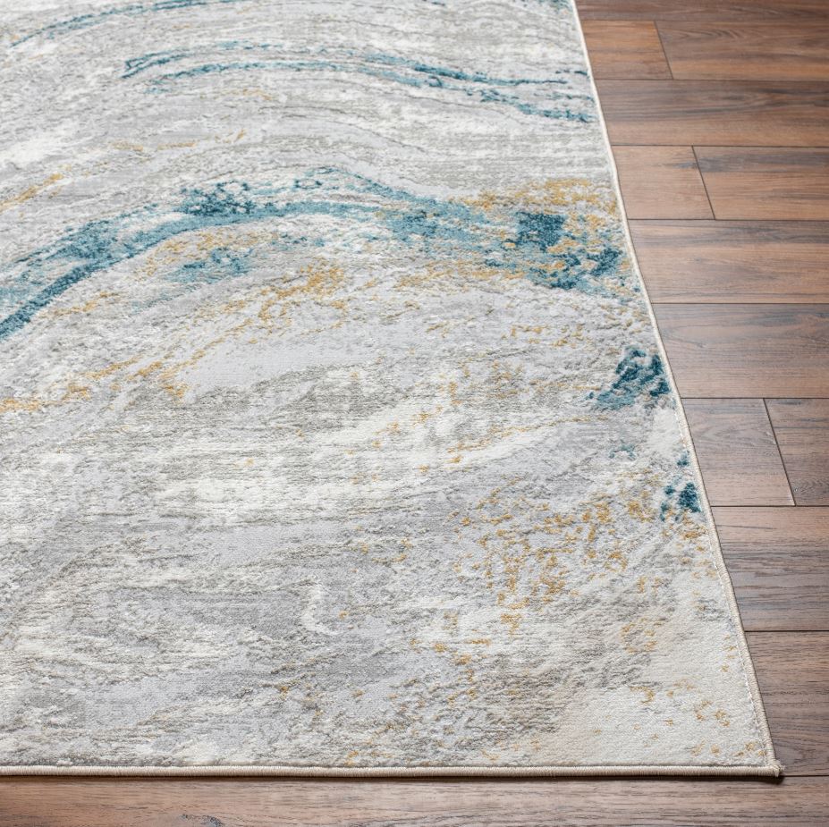 San Francisco Blue Ivory Swirl Rug 5x7