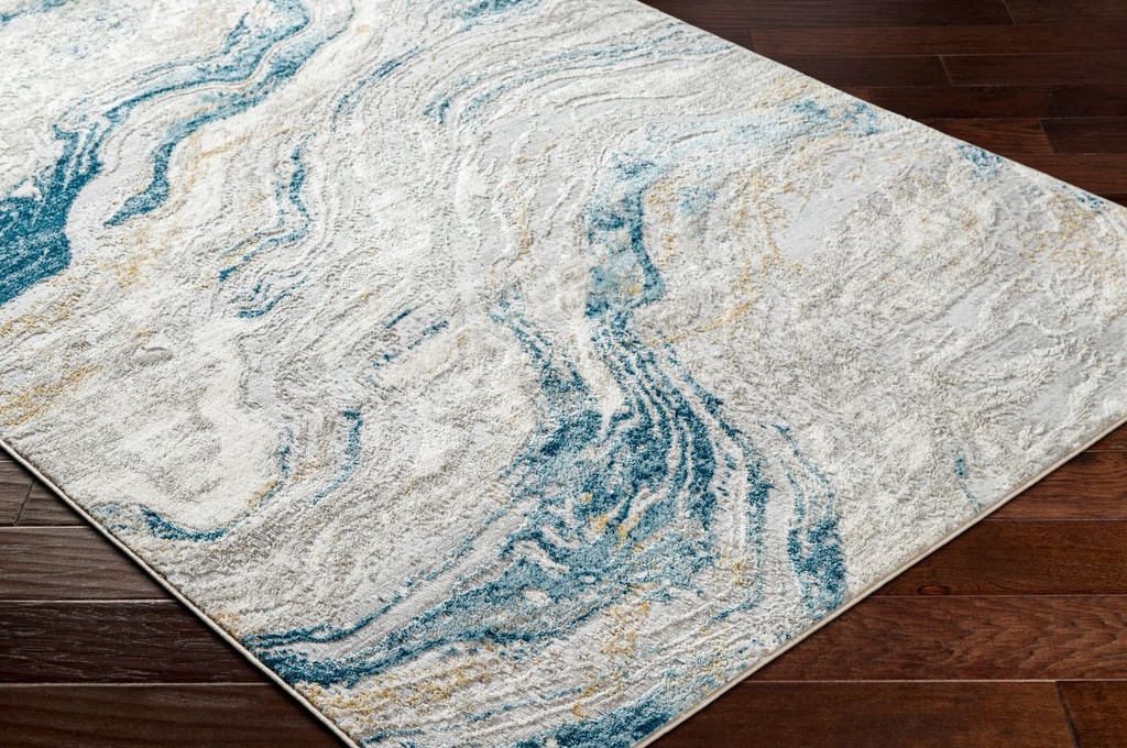 San Francisco Blue Ivory Swirl Rug 5x7