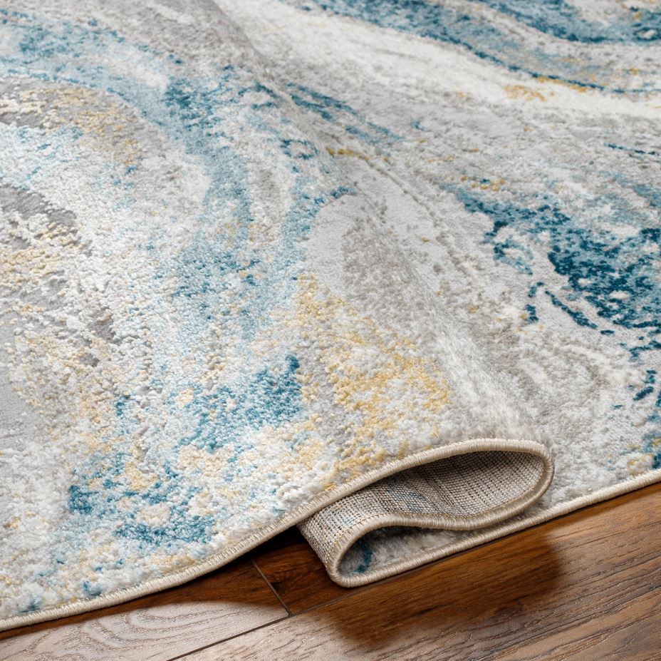 San Francisco Blue Ivory Swirl Rug 5x7