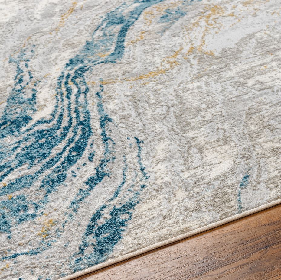 San Francisco Blue Ivory Swirl Rug 5x7