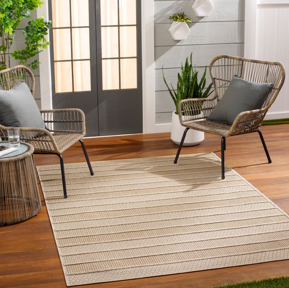 Rockport Tan Indoor Outdoor Rug 5x7