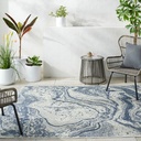 Ravello Blue Swirl Indoor Outdoor Rug 5x7