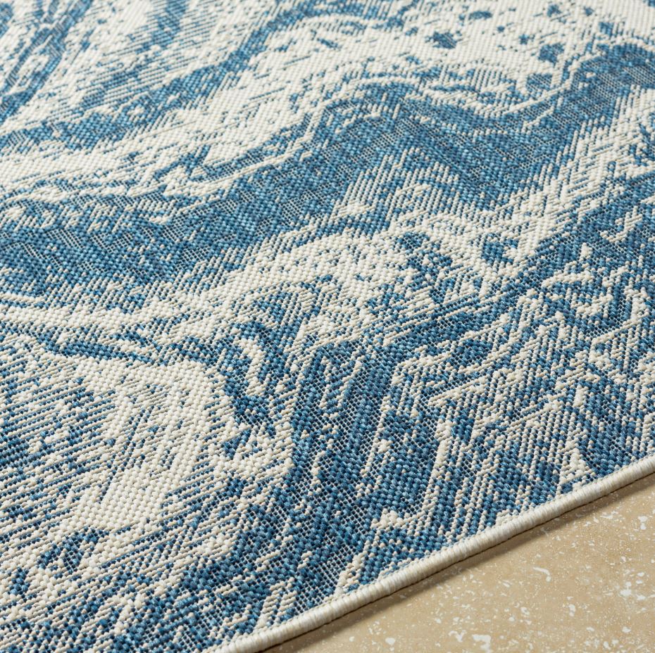 Ravello Blue Swirl Indoor Outdoor Rug 5x7