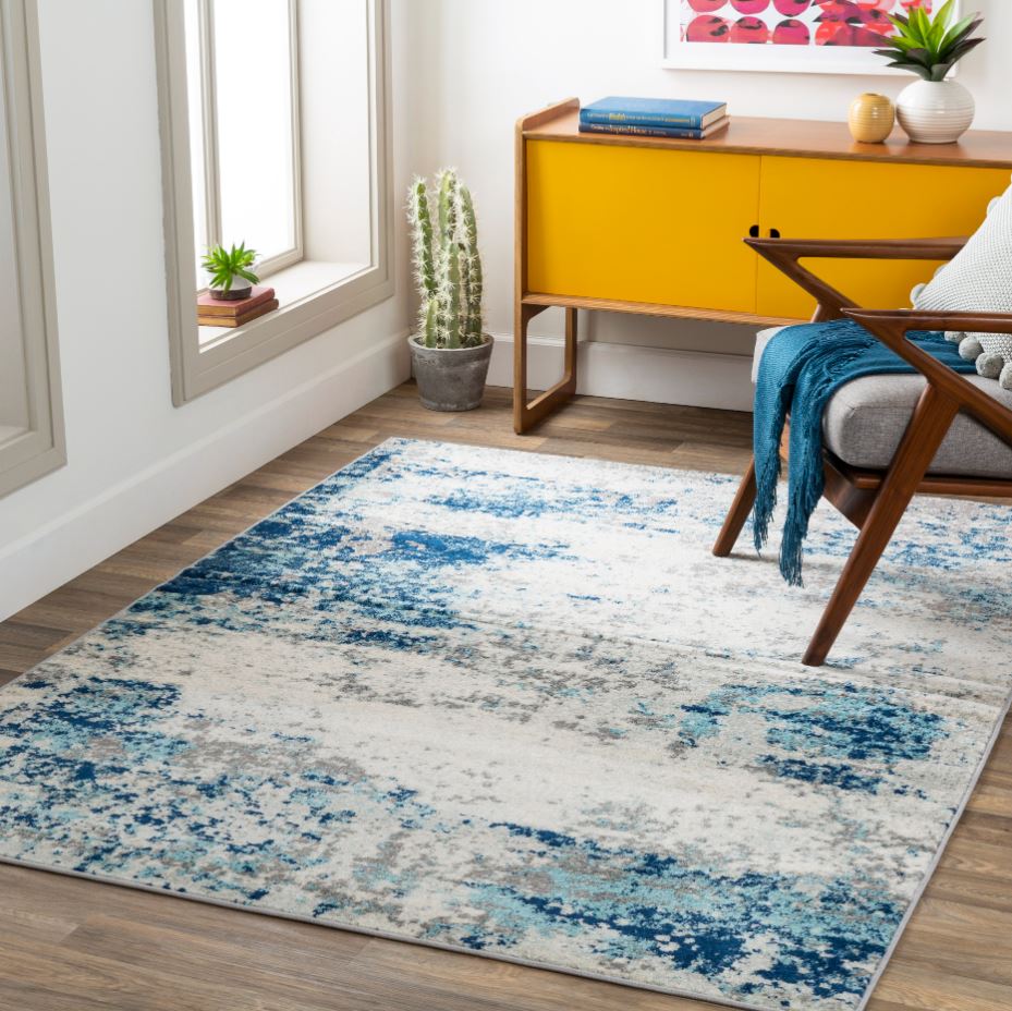 Chester Aqua Abstract Rug 6x9