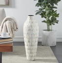 Ivory & Blue Mother of Pearl Vase 28in