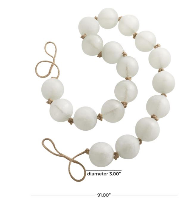 Glass Bead Garland White 91in