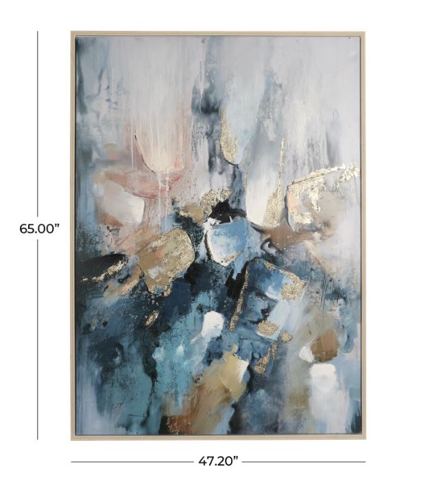 Blue Abstract Framed Canvas 47x65in 