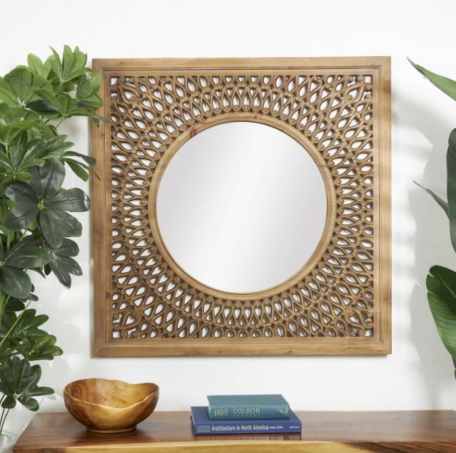 Carved Wood Mirror 40in