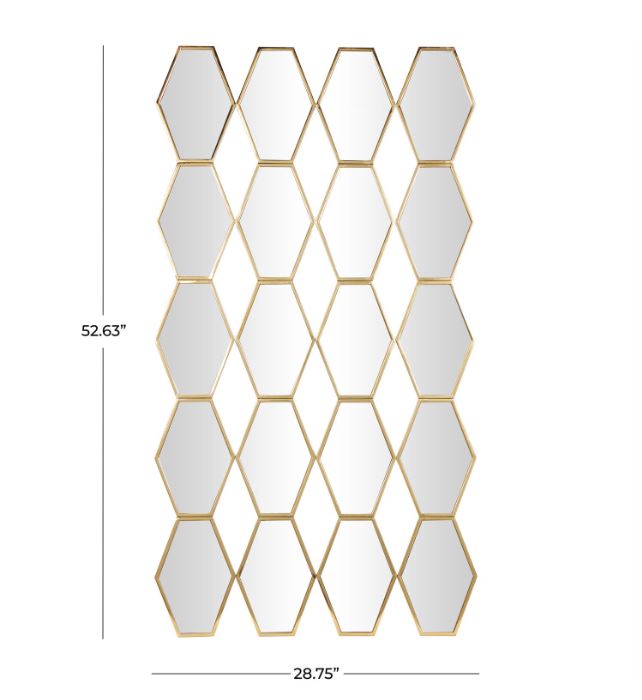 Gold Diamond Wall Mirror 29x53in