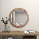 Wood Beaded Wall Mirror 36in