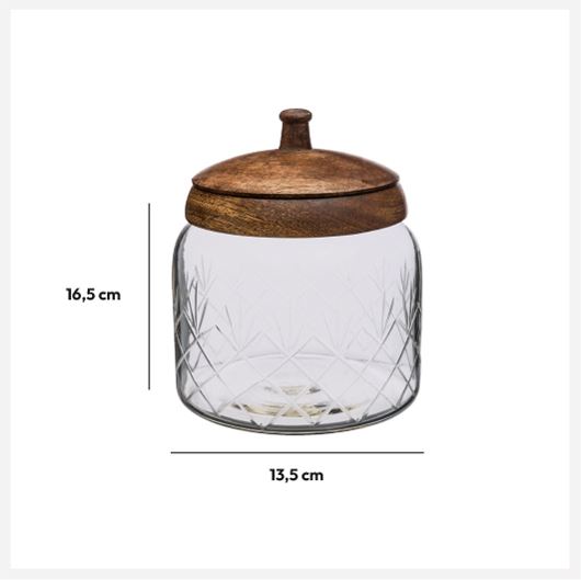 Glass Jar with Mango Wood Cover 1.2L