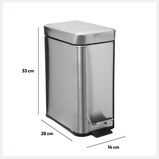 Rectangle Soft Close Step Can Stainless Steel 5L