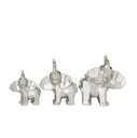 Geometric Silver Elephant Sculpture 11in