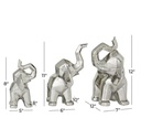 Geometric Silver Elephant Sculpture 11in