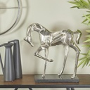 Silver & Marble Horse Sculpture 18x19in