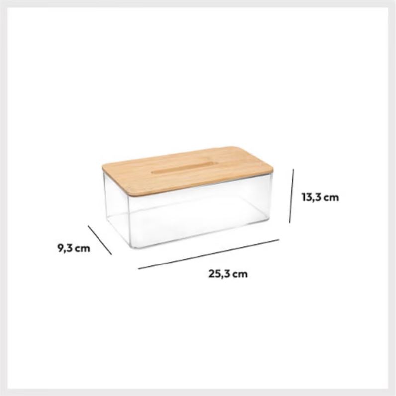 Selena Tissue Box Clear/Bamboo