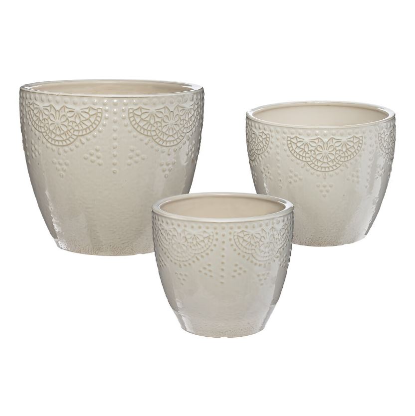 Ivory Embossed Planter Small