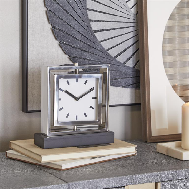 Aluminum Table Clock 9x10in