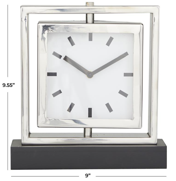 Aluminum Table Clock 9x10in