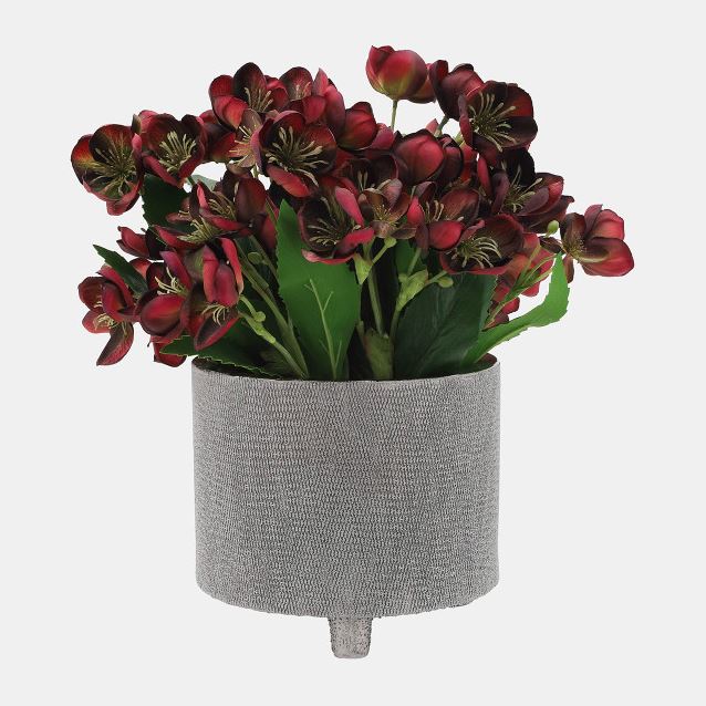 Ceramic Scratched Planter Silver 8in
