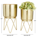 Gold Metal Planter On Stand 12in
