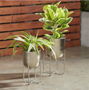 Silver Metal Footed Planter 16in