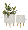 White Cement Footed Round Planter 13in