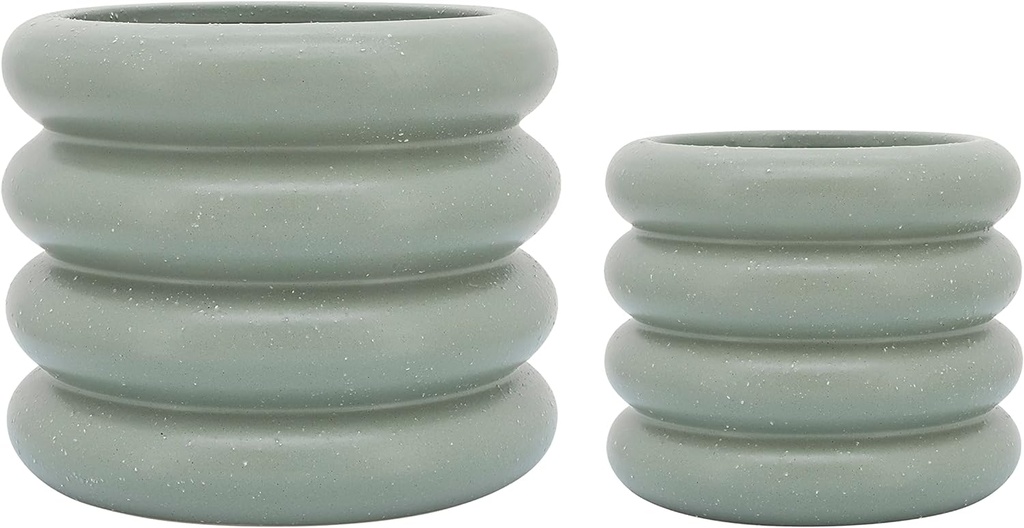 Ceramic Bibendum Planter Green 8in