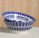 Geo Stamped Bowl Blue 8 in